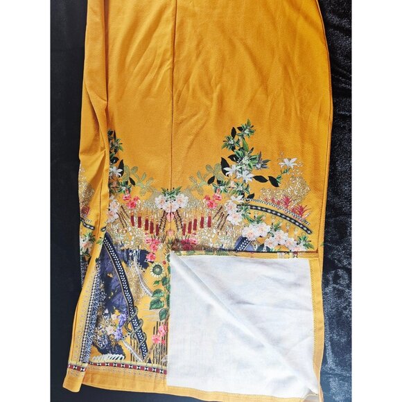 Shein Curve Floral Print Short Sleeve Midi Dress-Yellow Multi-SZ 3X - Picture 5 of 7